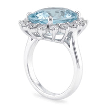 Afbeelding in Gallery-weergave laden, Verlovingsring 11.50 ct rond aquamarijn en Natuurlijke echte diamanten ( niet in een laboratorium gekweekt ) witgoud