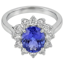 Afbeelding in Gallery-weergave laden, echte round tanzaniet 5.25karaat ring close-up detail