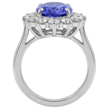 Afbeelding in Gallery-weergave laden, echte round tanzaniet 5.25karaat ring met diamantaccenten