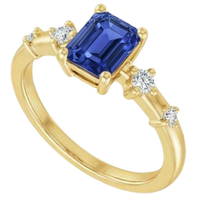 Afbeelding in Gallery-weergave laden, Verlovingsring 5 Stenen Smaragd Blauwe Saffier & Diamant 3,50 Karaat