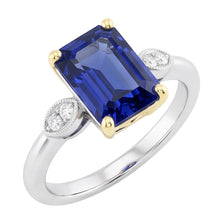 Afbeelding in Gallery-weergave laden, Verlovingsring 5 stenen smaragd blauwe saffier Natuurlijke echte diamant ( niet in het laboratorium gekweekt )en 2,25 karaat