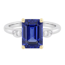Afbeelding in Gallery-weergave laden, Verlovingsring 5 stenen smaragd blauwe saffier Natuurlijke echte diamant ( niet in het laboratorium gekweekt )en 2,25 karaat