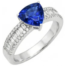 Afbeelding in Gallery-weergave laden, Verlovingsring Edelsteen Blauwe Saffier & Diamanten 4 Karaat Nieuw