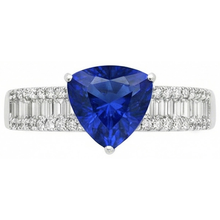 Afbeelding in Gallery-weergave laden, Verlovingsring Edelsteen Blauwe Saffier & Diamanten 4 Karaat Nieuw