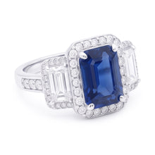 Afbeelding in Gallery-weergave laden, Verlovingsring Met Saffier En Diamanten