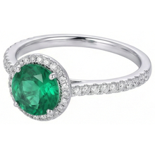 Afbeelding in Gallery-weergave laden, Verlovingsring Rond Geslepen Groene Smaragd GIA Natuurlijke uit de aarde gewonnen Diamant Witgoud 14K 5 Ct