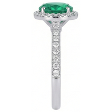Afbeelding in Gallery-weergave laden, Verlovingsring Rond Geslepen Groene Smaragd GIA Natuurlijke uit de aarde gewonnen Diamant Witgoud 14K 5 Ct