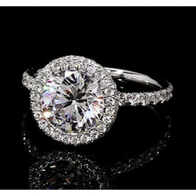 Afbeelding in Gallery-weergave laden, Verlovingsring 7 Karaat Halo Ronde Echt Diamanten Sieraden
