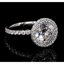 Afbeelding in Gallery-weergave laden, Verlovingsring 7 Karaat Halo Ronde Echt Diamanten Sieraden