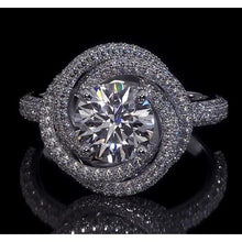Afbeelding in Gallery-weergave laden, Verlovingsring Ronde Echt Diamanten 4 Karaat Swirl Style Wit Goud