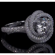 Afbeelding in Gallery-weergave laden, Verlovingsring Ronde Echt Diamanten 4 Karaat Swirl Style Wit Goud