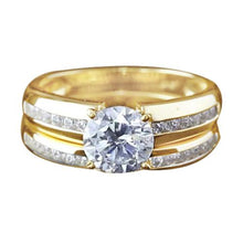 Afbeelding in Gallery-weergave laden, Verlovingsring Set Ronde Echt Diamant 3 Karaat Sieraden Nieuw Geel Goud 14K