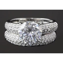 Afbeelding in Gallery-weergave laden, Verlovingsring Set Ronde Echt Diamant Pave Instelling 5 Karaat