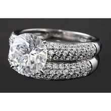 Afbeelding in Gallery-weergave laden, Verlovingsring Set Ronde Echt Diamant Pave Instelling 5 Karaat