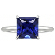 Afbeelding in Gallery-weergave laden, Natuurlijke Echte (Niet Labgekweekt) 5 Karaat Vierkant Geslepen Saffier Solitaire Ring