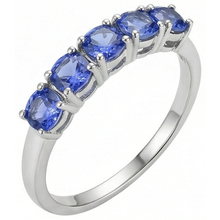 Afbeelding in Gallery-weergave laden, Vijf stenen ronde tanzaniet edelsteen 2,50 karaat ringband sieraden
