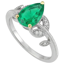 Afbeelding in Gallery-weergave laden, Fijne Smaragd Gekleurde Steen Ring 1 karaat Bicolor 14K Goud – profielaanzicht