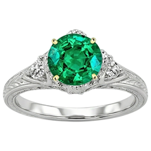 Afbeelding in Gallery-weergave laden, Fijne Smaragd Edelsteen Ring 2,50 karaat Tweekleurig 14K Goud – zijaanzicht