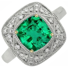 Afbeelding in Gallery-weergave laden, Colombiaanse Smaragd Edelsteen Ring 3 karaat Bicolor 14K Goud – vooraanzicht