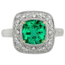 Afbeelding in Gallery-weergave laden, Designer Colombiaanse Smaragd Edelsteen Ring 3 karaat – profielaanzicht