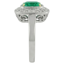 Afbeelding in Gallery-weergave laden, Colombiaanse Smaragd Edelsteen Ring 3-karaat Bicolor 14K Goud – achteraanzicht