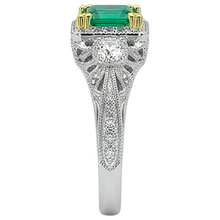Afbeelding in Gallery-weergave laden, Fijne Smaragd Sieraadsteen Ring 2 karaat Bicolor 14K Goud – bovenaanzicht