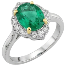 Afbeelding in Gallery-weergave laden, Colombiaanse Smaragd Gekleurde Steen Ring 2 karaat Bicolor 14K Goud – vooraanzicht