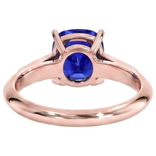 Afbeelding in Gallery-weergave laden, Natuurlijke Echte (Niet Labgekweekt) Vintage Stijl Ceylon Cushion Saffier Ring 5 Karaat met Accentstenen Roségoud
