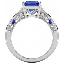 Afbeelding in Gallery-weergave laden, Vintage stijl Smaragdslijpsel Ceylonese Saffier Natuurlijke uit de aarde gewonnen Diamanten Ring 11.50 Karaat