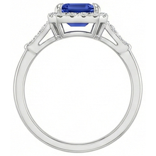 Afbeelding in Gallery-weergave laden, Vintage stijl Halo Ring smaragd Ceylon saffier & Natuurlijke echte diamant ( niet in het laboratorium gekweekt ) 4,25 karaat