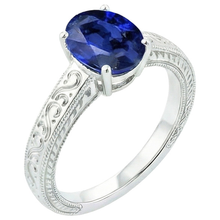 Afbeelding in Gallery-weergave laden, Vintage Stijl Solitaire Ovale Natuurlijke Blauwe Ceylonsaffier 4.50 Karaat