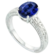Afbeelding in Gallery-weergave laden, Vintage Stijl Solitaire Ovale Natuurlijke Blauwe Ceylonsaffier 4.50 Karaat