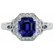 Afbeelding in Gallery-weergave laden, Vintage Stijl uit de aarde gewonnen Diamanten & Smaragden Sri Lankaanse Saffier Ring 6 Karaat Nieuw