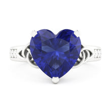 Afbeelding in Gallery-weergave laden, Vintage stijl edelsteen ring hart geslepen saffier & Natuurlijke echte diamant ( niet in het laboratorium gekweekt )en 3,50 karaat
