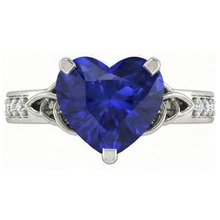 Afbeelding in Gallery-weergave laden, Vintage stijl edelsteen ring hart geslepen saffier & Natuurlijke echte diamant ( niet in het laboratorium gekweekt )en 3,50 karaat