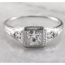 Afbeelding in Gallery-weergave laden, Vintage Stijl 1 Karaat Solitaire Prinses Echt Diamanten Ring Wit Goud