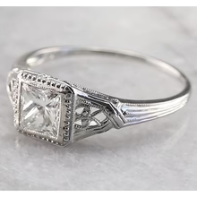 Afbeelding in Gallery-weergave laden, Vintage Stijl 1 Karaat Solitaire Prinses Echt Diamanten Ring Wit Goud