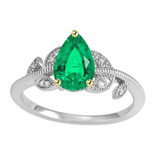 Afbeelding in Gallery-weergave laden, Gekleurde Steen Ring Bicolor 14K Goud met Fijne Smaragd – hoofdaanzicht