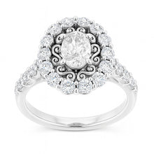 Afbeelding in Gallery-weergave laden, Vintage stijl Halo Ring Ovale Old Cut Echt Diamond Prong Set 6,25 Karaat