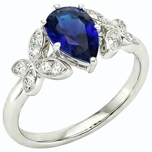 Afbeelding in Gallery-weergave laden, Vlinder Diamanten Verlovingsring Peer Ceylon Sapphire 3 Karaat