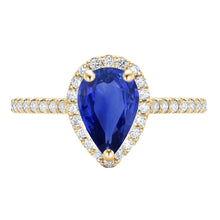 Afbeelding in Gallery-weergave laden, Vrouwen Halo Diamond Ring Peer Sri Lankaanse saffier 5 karaat