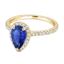 Afbeelding in Gallery-weergave laden, Vrouwen Halo Diamond Ring Peer Sri Lankaanse saffier 5 karaat