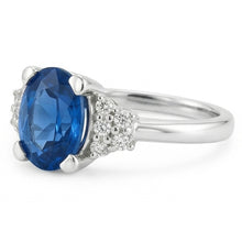 Afbeelding in Gallery-weergave laden, echte round saffier 2karaat ring close-up detail
