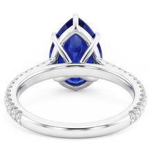 Afbeelding in Gallery-weergave laden, Vrouwen Solitaire Ring Met Diamanten Accenten Peer Blauwe Saffier 4 Karaat