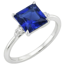 Afbeelding in Gallery-weergave laden, Dames Verlovingsring met blauwe saffier en natuurlijke uit de aarde gewonnen diamant, 5.25 karaat