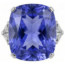 Afbeelding in Gallery-weergave laden, WG 14K AAA kussen tanzaniet en biljoen Natuurlijke echte diamanten ( niet in een laboratorium gekweekt ) 6.31 ct. 3 stenen ring