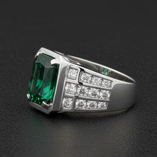 Afbeelding in Gallery-weergave laden, Radiant Colombiaanse Smaragd ring in 10K White Gold – vooraanzicht