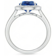 Afbeelding in Gallery-weergave laden, Wit goud 14K 4.90 Karaat Sri Lanka blauwe saffier Halo Natuurlijke echte diamanten ( niet in een laboratorium gekweekt ) ring