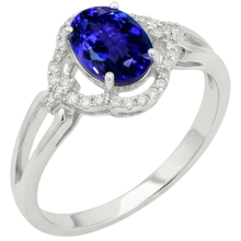 Afbeelding in Gallery-weergave laden, Wit goud 14K 6.70 karaat tanzaniet met Natuurlijke echte diamanten ( niet in een laboratorium gekweekt ) ring