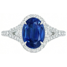 Afbeelding in Gallery-weergave laden, Wit goud 14K blauwe saffier ovale Natuurlijke echte diamanten ( niet in een laboratorium gekweekt ) ring 2.50 karaat sieraden